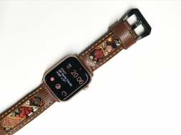 手作和风Apple Watch表带混合日本和服及皮革元素