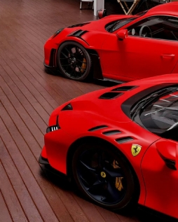 选用【Rosso F1-75】外观色的SF90 XX Spider和911 GT3 RS[馋嘴]～（3D渲染）