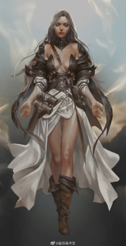 现代画风与中古元素混搭, 人物插画、概念设计师 Mam BA 手绘角色设计必备参考. 长图