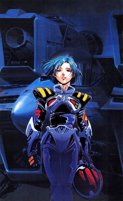 这是御木本晴彦绘制的《超时空要塞Macross 2036》原画，曾用于日本NEC PCEngine CD版游戏的宣传。