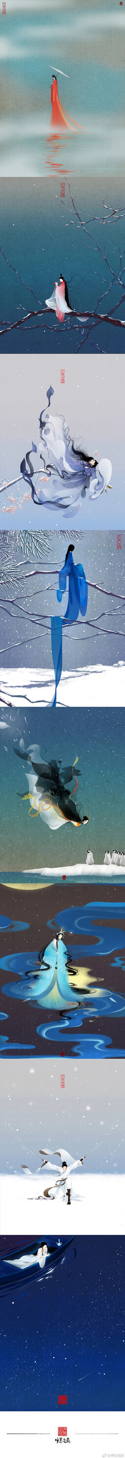 百鸟拟人，中国风元素运用的太美了！吹爆太太！ 画师...