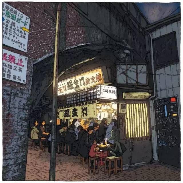 插画手法描绘东京街景，怎么画都这么好看