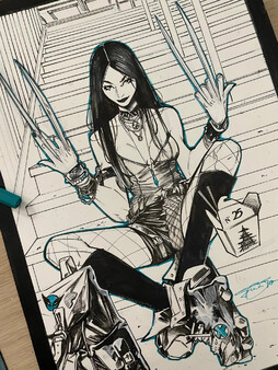 漫威漫画《劳拉·金尼：金刚狼》《双星》画师Giada Belviso近期稿件草图，“金刚狼”劳拉·金尼、艾丽卡、艾玛·弗斯特，一起欣赏。## ​​​