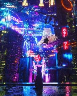 #绘画参考# 意大利设计师 Dangiuz 赛博朋克场景 ​​​