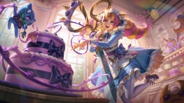 LOL甜心新皮肤：白丝女仆格温跟着希维尔打工，巴德给队友倒咖啡