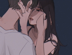 画师「tamimoon」笔下的人物，有种性冷淡风。