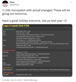 英雄联盟11.24B版本：卡萨丁、VN遭到削弱，卡莎、格温喜提加强